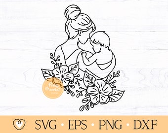 Mom and Baby Floral SVG: Mother's Day Design (Digital Files)