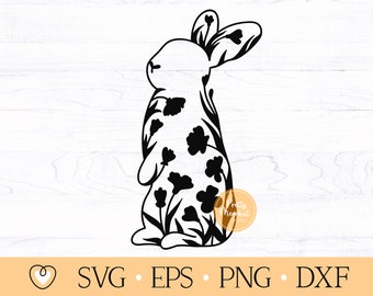 Floral Bunny Silhouette SVG: Easter Cut File