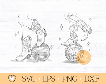Cowgirl Boots svg, Disco Cowgirl svg, Disco Ball svg, Bachelorette svg, Western svg, png