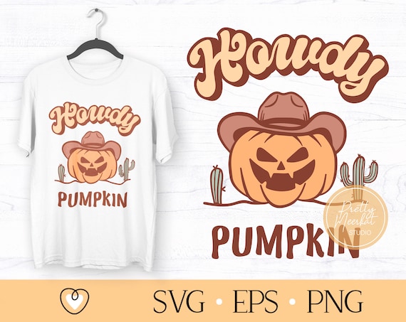 Howdy Pumpkin SVG, PNG, Western Halloween Shirt Design