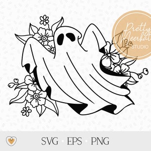 Ghost svg, Floral ghost svg, Halloween svg, Spooky svg, Ghost png