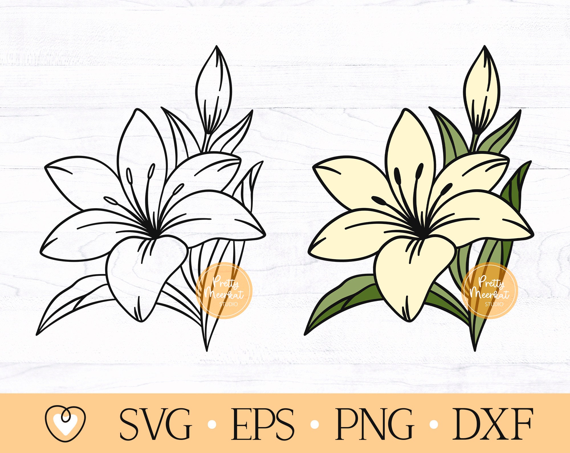 Lily flower border svg, split monogram svg, wedding monogram By Pretty  Meerkat