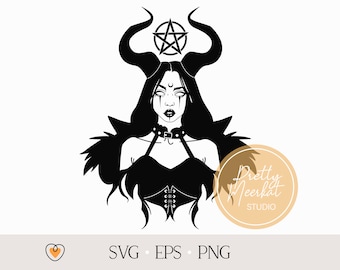 Gothic Witch Girl Illustration: Goth Pagan SVG PNG Files