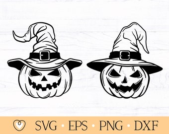 Witch Hat Jack O' Lantern SVG: Halloween Pumpkin Face (Digital Files)