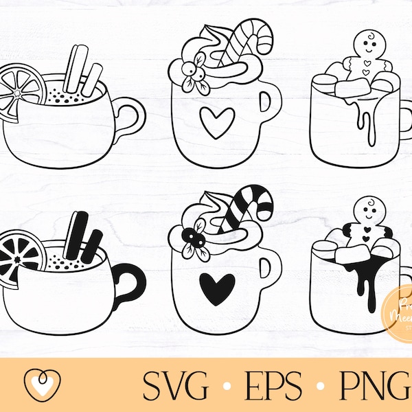 Hot Chocolate svg, Hot Cocoa svg, Christmas cut file, Winter Drinks svg, png files