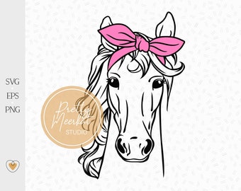 Horse with Bandana SVG: Horse Head Cut Files for Cricut