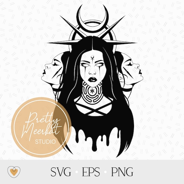 Hecate Goddess svg, Witch svg, Witchcraft svg, Gothic cricut svg, png