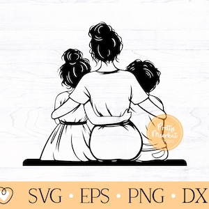 Madre con hijo e hija svg, mamá de niño y niña svg, madre con hija e hijo svg Bundle