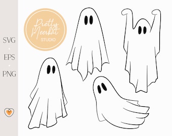 Fantôme d'Halloween SVG : Clipart silhouette (fichiers numériques)