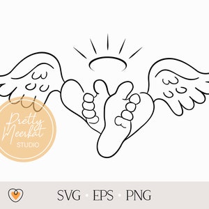 Baby loss memorial svg, Baby feet with angel wings svg, png files