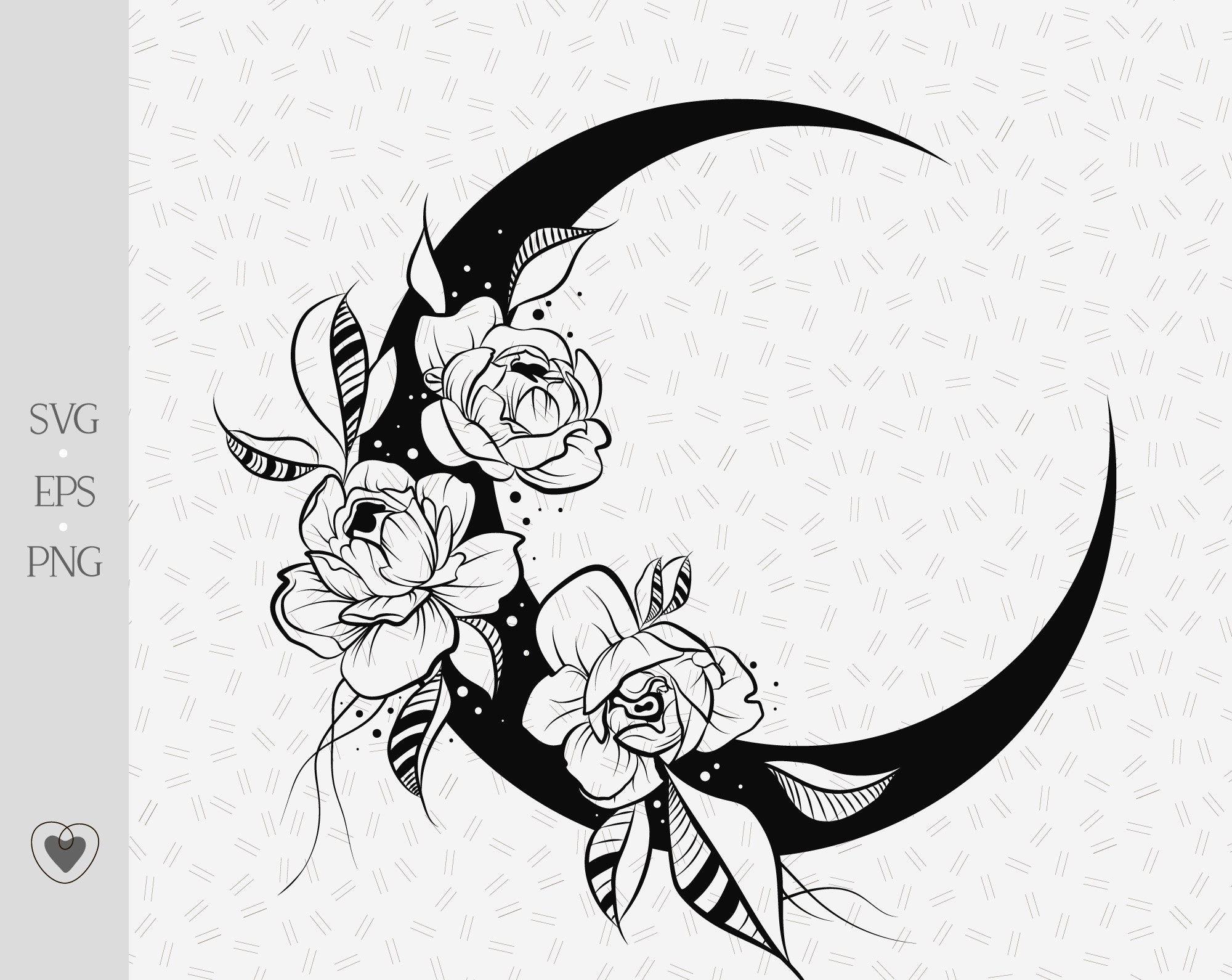 6. Moonflower Lotus Moon Tattoo Black and White - wide 2