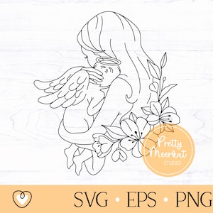 Baby loss memorial svg, Mom holding baby angel svg, png