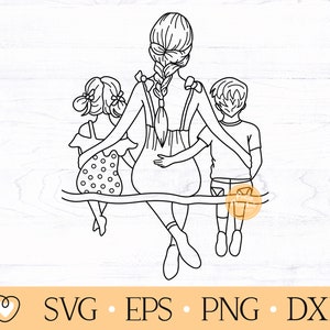 息子と娘を持つ母親 svg、男の子と女の子の母親 svg