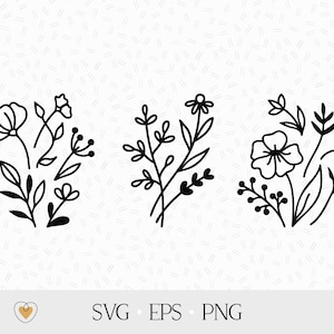 Wildflower svg, Bouquet svg, Floral branch png, Simple flower svg, Svg files for cricut