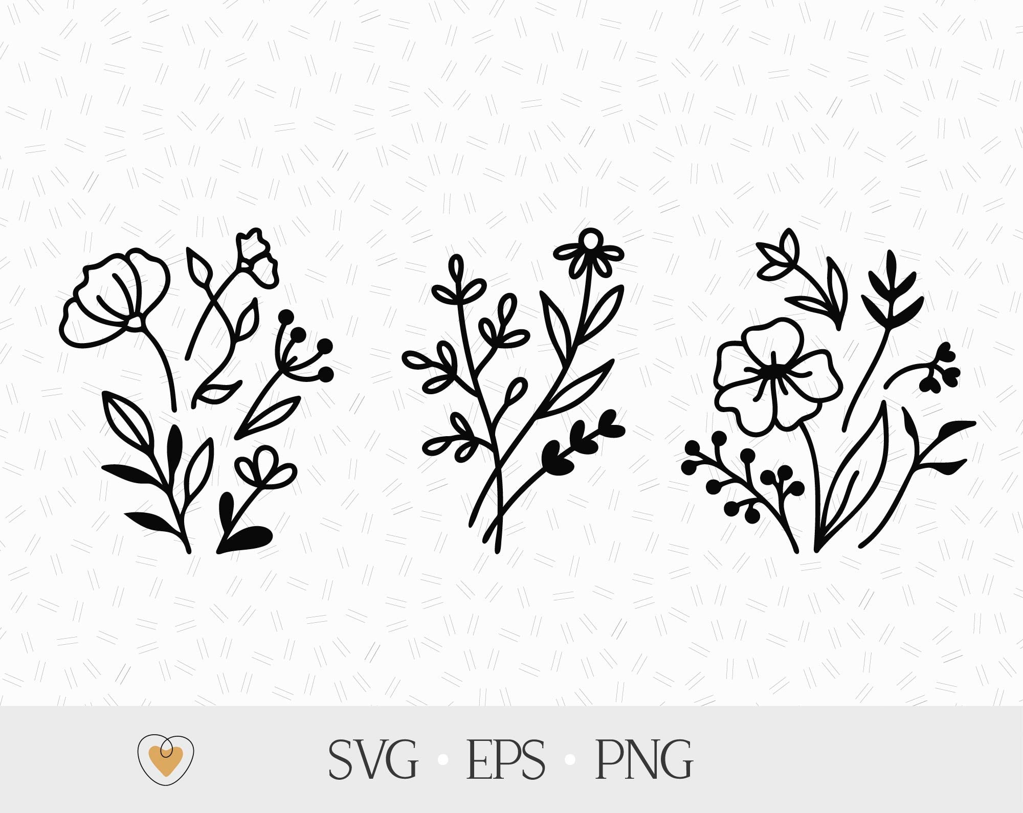 Wildflower svg Bouquet svg Floral branch png Simple flower | Etsy