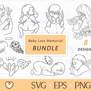 Baby loss memorial svg Bundle, Baby Angel svg, Angel Wings svg, Mom holding baby angel svg, png