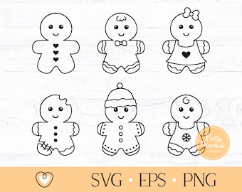 ジンジャーブレッドマン SVG バンドル: クリスマス クッキーカット ファイル (デジタル ダウンロード)