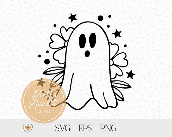 Cute ghost svg Floral ghost svg Kids Halloween svg svg cut | Etsy
