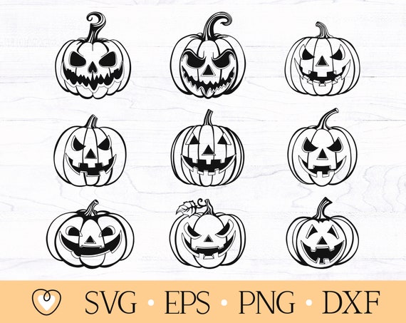 Jack O'Lantern SVG: Halloween Pumpkin Face Bundle (Digital Files)