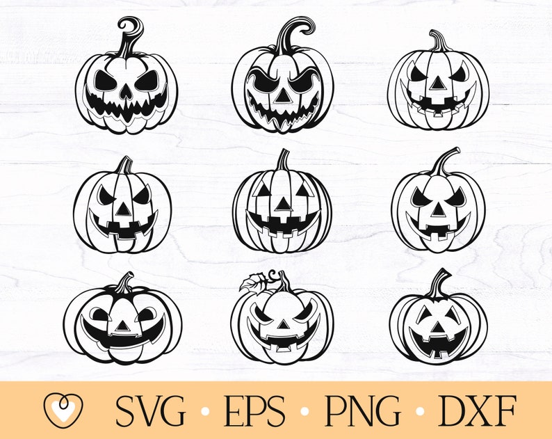Jack O'Lantern SVG: Halloween Pumpkin Face Bundle (Digital Files) image 1