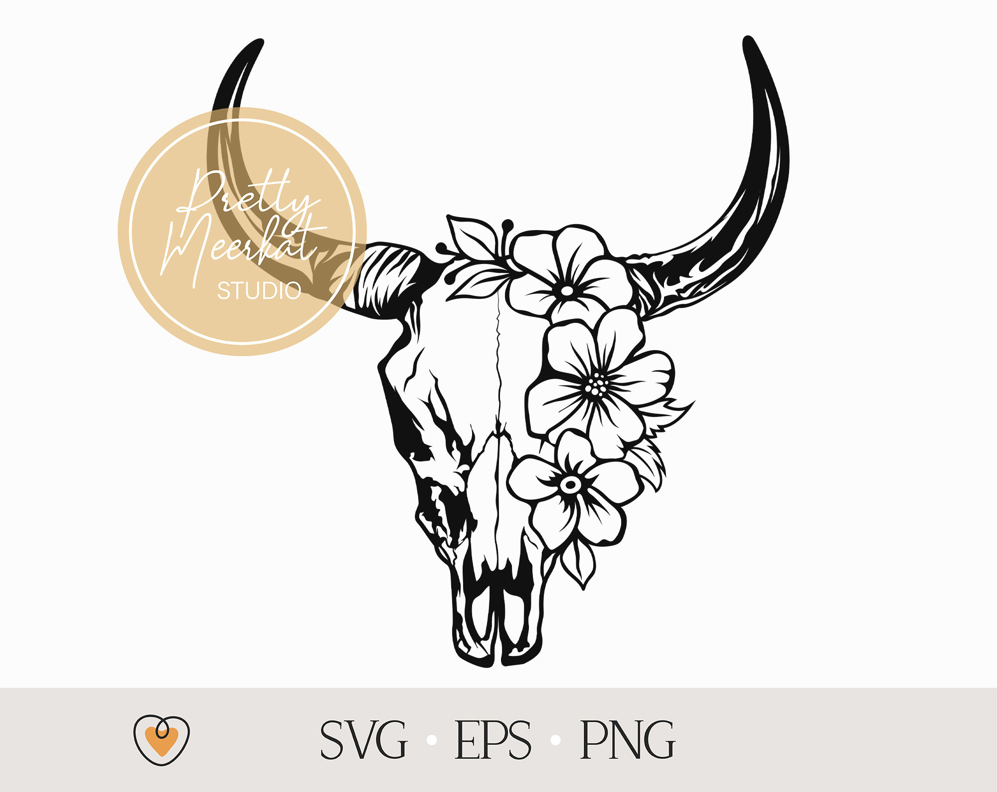 Floral Bull Skull Svg Western Svg Cow Skull With Flowers - Etsy Ireland