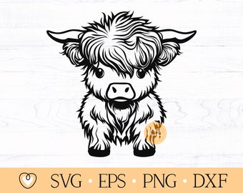 Highland Cow Clipart, SVG PNG DXF