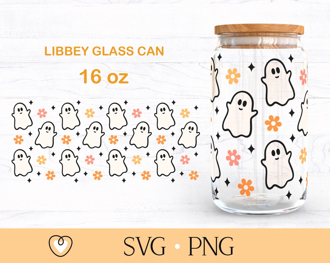 Cute Ghost Libbey Glass Svg Retro Halloween 16oz Can Glass - Etsy UK
