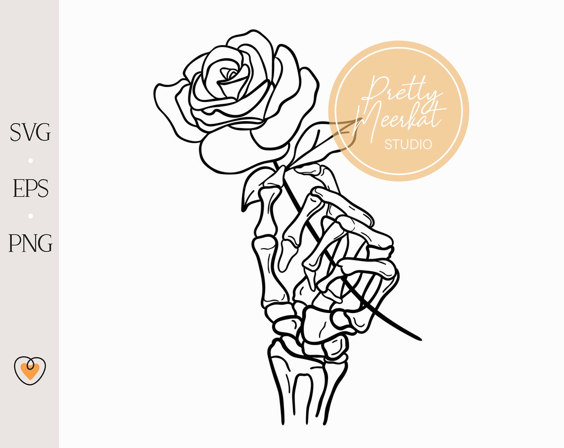 Skeleton Hand With Rose Svg Skeleton Hand Holding Flower Svg - Etsy