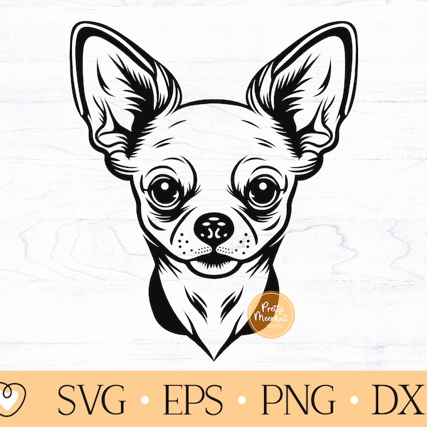 Chihuahua svg, Dog Face svg, Dog Breed svg, cut file, png, dxf