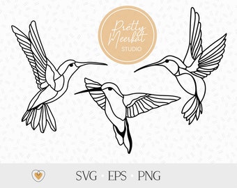 ハチドリ SVG バンドル: 飛んでいる鳥のクリップアート (PNG、EPS)