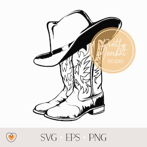 Cowboy Boots With Hat Svg, Western Svg, Png Files - Etsy Canada