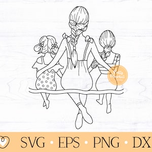 Madre e hijas svg, Mamá e hijas svg, Madre de dos niñas svg