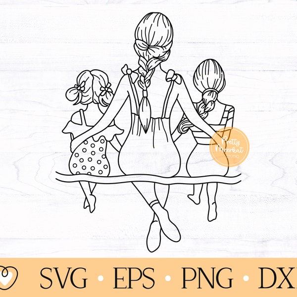 Mother and Daughters svg, Mom and Daughters svg, Mother of two girls svg