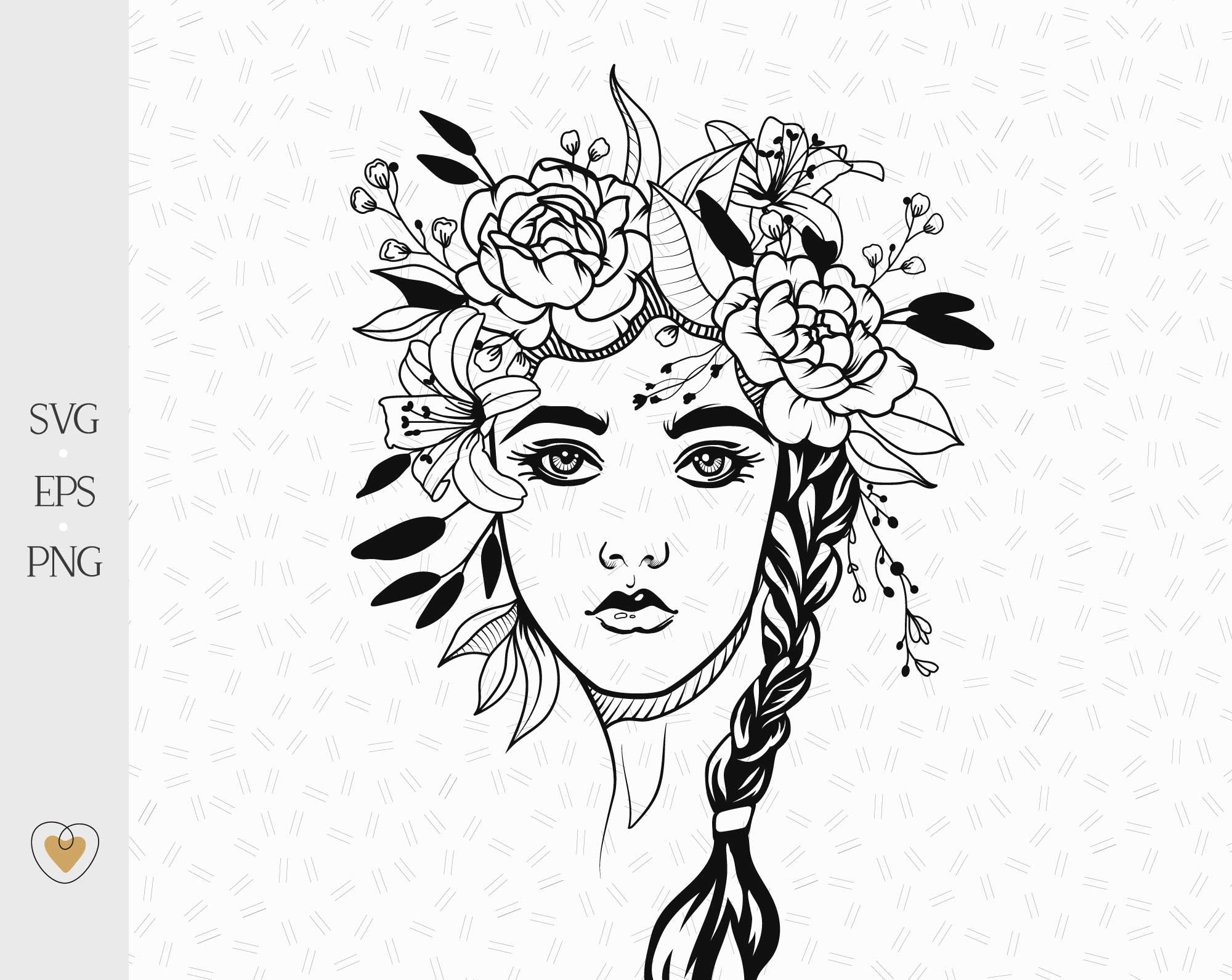 Woman with flower crown svg Floral girl svg Flowers on head Etsy