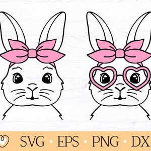 Bunny with glasses and bandana svg, Easter Bunny svg, Cute Bunny svg, png file