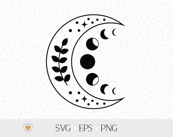 Black Moon Svg Crescent Moon Png Moon Phase Vector Witchy 