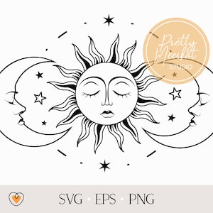 Sun and moon #2 svg, Celestial svg, Witchy svg, png files