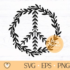 Floral Peace Sign svg, Peace Symbol svg, png