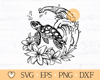 Turtle svg, Sea Turtle svg, Turtle with wave svg, png file