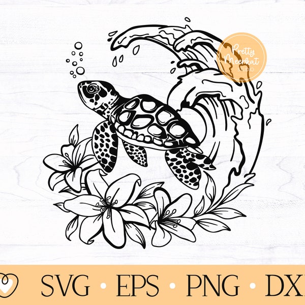 Turtle svg, Sea Turtle svg, Turtle with wave svg, png file