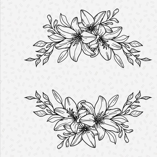 Lily swag svg, border svg, floral frame svg, wedding clipart, flower svg