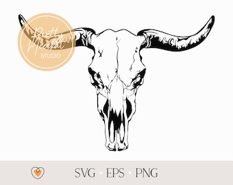 Bull skull #7 svg, Cow skull svg, png