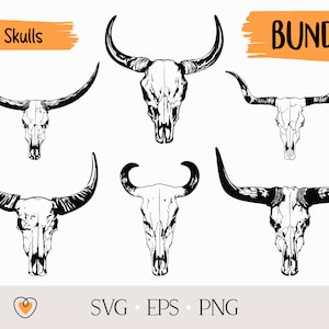 Bull skull svg Bundle, Cow skull svg, fichiers png