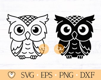 Urocza sowa SVG, sylwetka clipart (pliki cyfrowe)