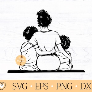 Madre e hijos svg, mamá e hijos svg, madre de dos niños svg