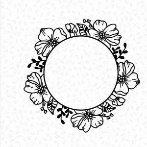 Circle floral frame svg, Flower border svg, Svg files for cricut, Flower svg