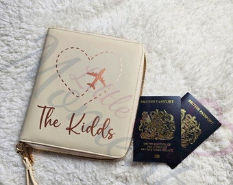 Personalisierte Familienurlaub Reisedokument Organisator. Benutzerdefinierte Familienname Travel Wallet Clutch. Reisepass und Tickethalter. Mehrere Farben