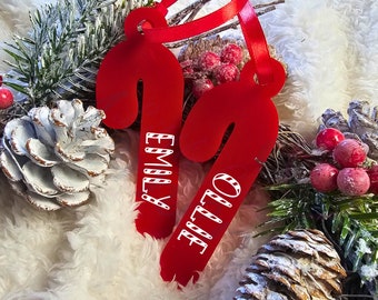 Personalised Candy Cane Christmas Tree Hanging Decoration. Custom Xmas Bauble with Name. Handmade Tree Decoration for Christmas 2023.