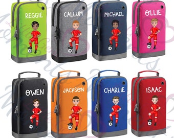 Personalised Boot Bag. Kids Football Boot Bag with Fully Customisable Character. Kit Bag for PE Kit. Gift for Boys. Soccer Boot Bags.