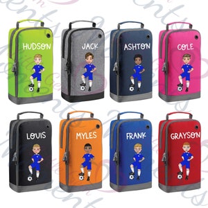 Sac à chaussures personnalisé. Sac à chaussures de football pour enfants avec personnage entièrement personnalisable. Sacoche pour kit PE. Cadeau pour garçon. Sacs à chaussures de football.